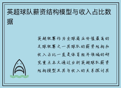 英超球队薪资结构模型与收入占比数据